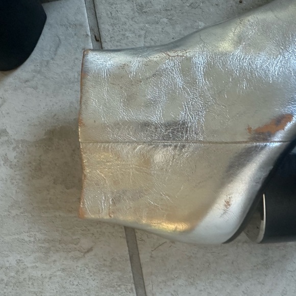 ALEXANDER WANG: Metallic Floating Heel Zip Bootie - Picture 3 of 11